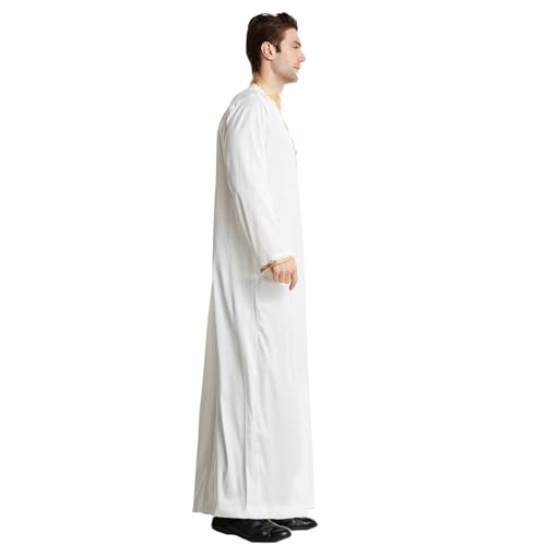 zhxinashu Thobe for Men Islam Long Sleeve Mens Kaftan Thobe Muslim Men Clothing2