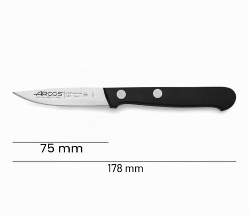 Miniatura 2 de Arcos Cuchillo Pelar Acero Inoxidable. Cuchillo Cocina Para Pelar Frutas Y Verduras. Mango Ergonómico Polioximetileno Y Hoja 75mm. Serie Universal. Color Negro.