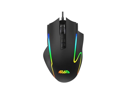 Image of AZOTH GM913 Wired Gaming Mouse, 9-Button RGB Optical Mouse with 12800 DPI, 13+1 Light Modes, A825 Sensor, 1000Hz Polling Rate, Macro Software Support, Braided Cable for PC Laptop Desktop Gaming Setup