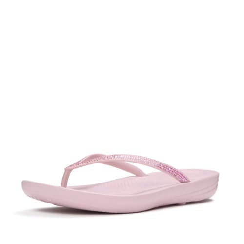 Image of FitFlop Womens iQushion Sparkle Ergonomic Flip Flops for Walking, Lightweight Waterproof Cushioned Thong Sandals for Women with Non Slip Bottom and Arch Support | Lightweight Waterproof Walking Sandals w /Cushioned Comfort & Arch Support