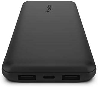 Belkin USB C Portable Power Bank (10000 mAh with 1 USB C Port and 2 USB A Ports for up to 15W Charging for iPhone, Android, AirPods, iPad, and More)  Black