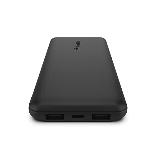 Belkin Usb-C Portable Charger Power Bank, 10,000 Mah With 1 Usb-C Port And 2 Usb-A Ports For Up To 15W Charging For Iphone 14 Pro, 14 Pro Max, Airpods, Ipad, Galaxy S23, S23+, Ultra - Black #TOP7