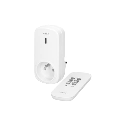Virone RS-5 Un Prise Connectée et Intelligente 1+1 Blanc Télécommande Incluse Cover
