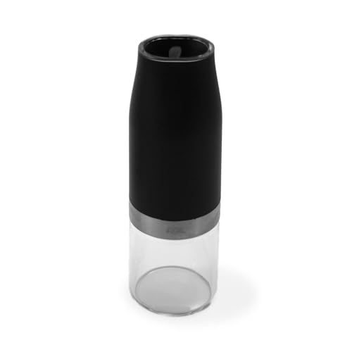 ADE Macina pepe o sale elettrico | saliera da tavolo con macinino in ceramica | macinapepe regolabile in continuo | macina spezie per sale grosso, peperoncino, erbe secche | con illuminazione | nero