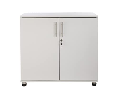 MMT Storage Cupboard, Storage Cabinet, File Cabinet for Office Documents, Garage Tools, Utility, White Wood , Lockable, 31.5" Long