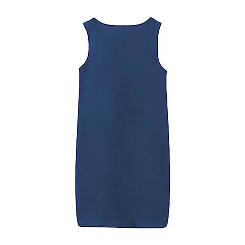 Vestido feminino de verão, algodão, linho, alças finas, bolso grande, botão, gola V, vestido sem man