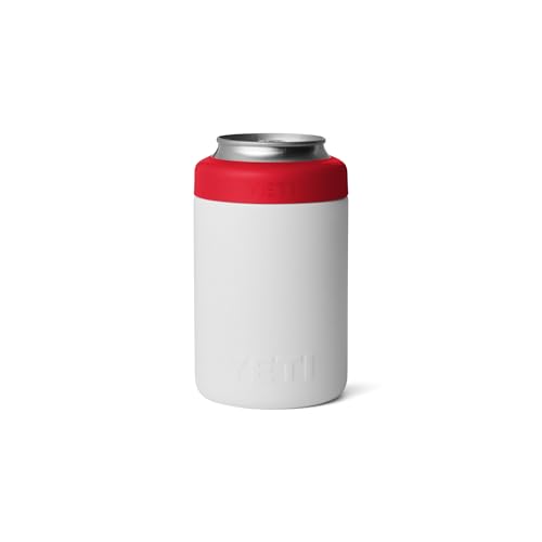 Image of YETI Rambler 12 oz. Colster Can Insulator for Standard Size Cans, White /Rescue Red /Badge