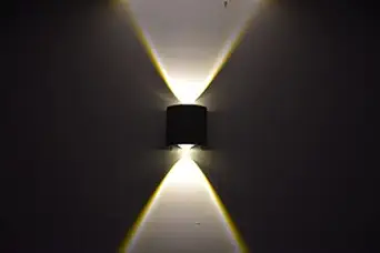 TRIPPING IP 65 Waterproof 2 Watts 2 Ray Oval Up-Down Indoor Outdoor LED Exterior Wall Step Light Fixture Waterproof Lamp (Warm White, Black Body) LxWxH cm 8x4x7(3)