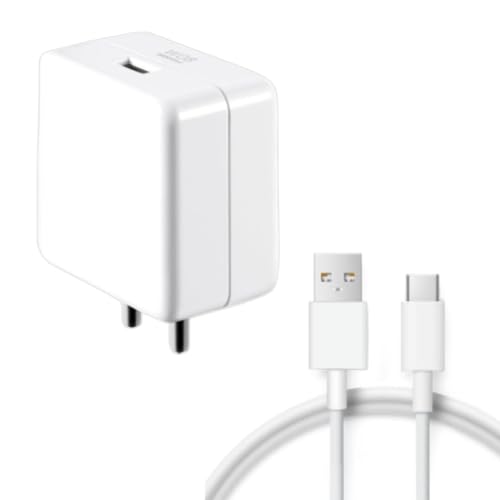 Image of Original 80w SuperVOOC Adapter and USB to Type C Charging Cable Compatible with Oppo Reno 8 Pro + 5G Adapter Supervooc Fast Charger (Adapter & Cable)