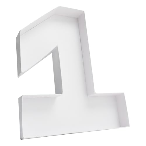 Image of 12 inch Fillable Number Paper Mache Cardboard Cutouts Sweet Charcuterie Board Tray (White, 1 Shape)