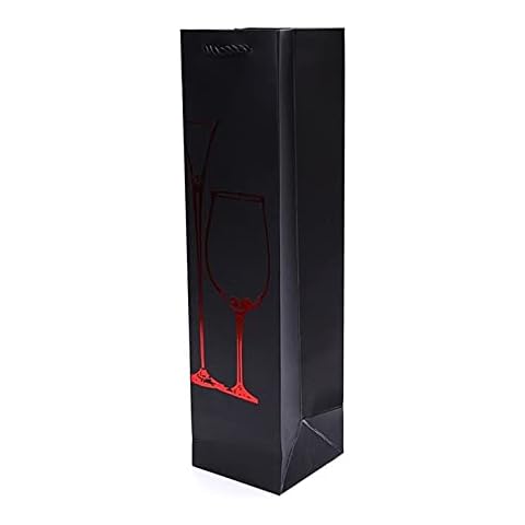 Black and Glasses Wine Gift Bags with Handles 2 Pack Single/Double Bottle Wine Bags. Gifting Supplies for Wedding, Wine Tasting Party or Any Events (1 Bottle, red) Cover