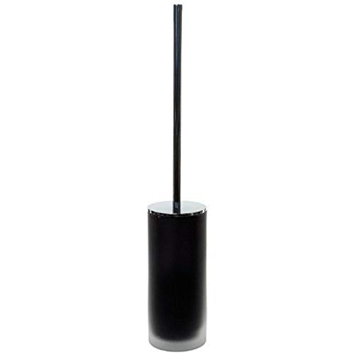 Image of Gedy Tiglio Frosted Glass Toilet Brush with Chrome Handle, Black