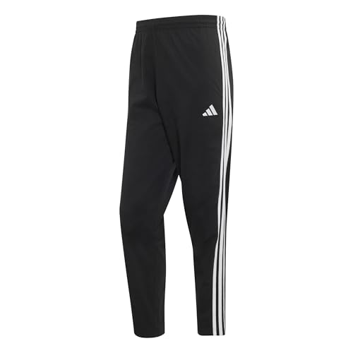adidas Hombre Essentials 3-Stripes Single Jersey Tapered Open Hem Pants, Black/White, XL