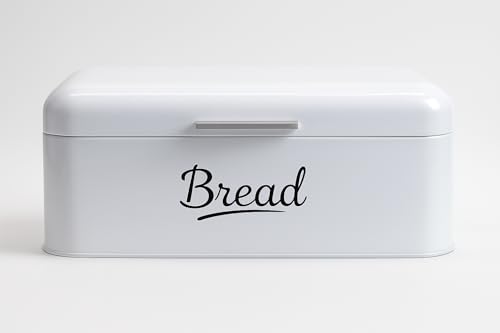 Contenitore per Pane con Coperchio, Grande Scatola per Mantenere Il Pane Croccante in Metallo, Adatta per Biscotti, li conserva a Lungo a Senza umidità, Design Retro (Bianco, Grande) XXL 42x23x16cm