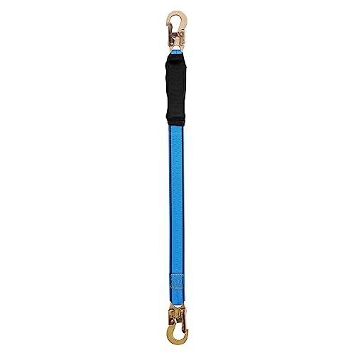 Image of Tractel C003K - Phoenix 3 ft. (.9 m) Shock-Absorbing Safety Lanyard with 3 /4 in. OSHA ANSI Fall Arrest Protection Equipment self-locking snap hook - both ends - one leg, 3ft, Black /Blue