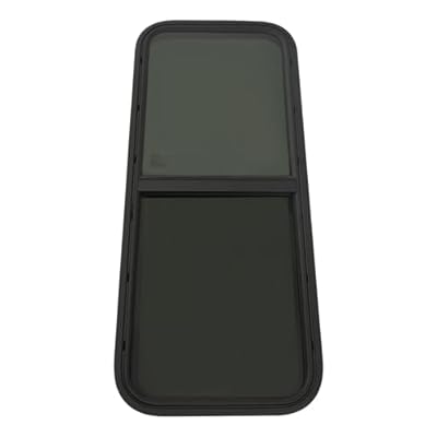 RustyVioum RV Window, 42"W X 22"H Height Horizontal Slider RV Window Cargo Trailer w/ Screen Black, Camper Window Tempered Tinted Glass Cargo Trailer Window