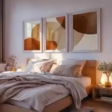 LMAIWANG Tableau sur toile, impressions contemporaines, affiche abstraite terracotta et beige pour salon, chambre, décoration scandinave (60x90cmx3/sans cadre)