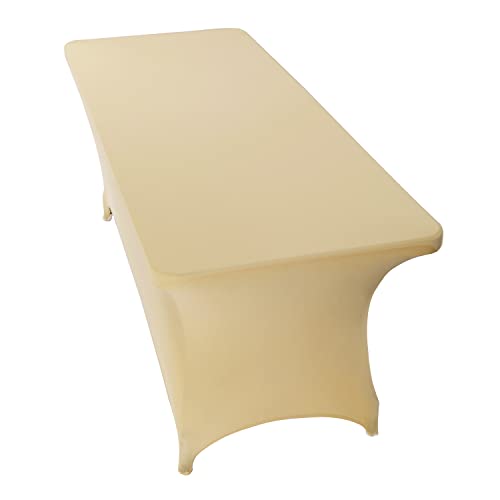 Image of Peomeise 8FT Spandex Table Cover Rectangular Stretch Spandex Tablecloth (Champagne,8FT)