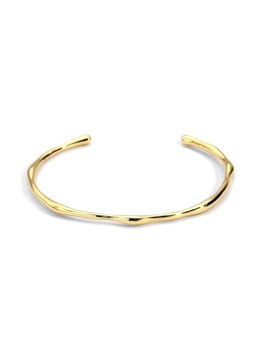 Image of Charm-In Gold Chunky Cuff Bangle Bracelet for Women - 14K Gold Plated Minimalist Lightweight Jewelry Gift