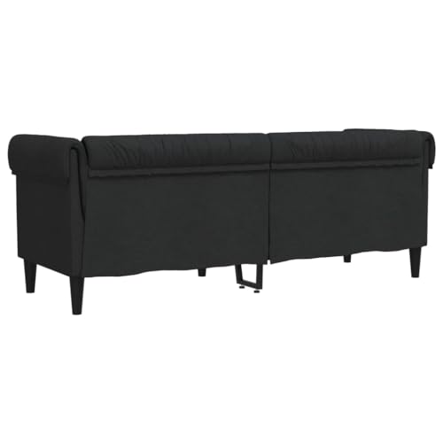 Festnight 3-Sitzer Chesterfield Sofa Couch 3er Couch Stoff Polstersofa Wohnzimmer-Schwarz 201,5 x 74,5 cm – Bild 8