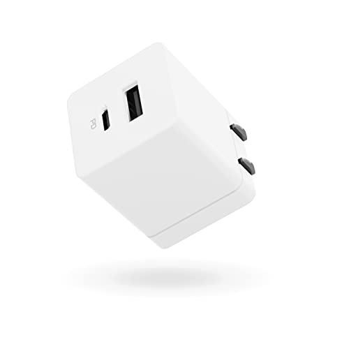 DIGIFORCE cube 20W 1A 1C 充電器【USB-C & USB-A】 急速充電器 2ポート 折り畳みプラグ 小型 スマホ充電器 iPhone15/Xperia/Galaxy/Android/タブレット等 対応 （ホワイト）