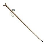 SE 55' Natural Wood Walking Stick with V Yoke for Rifle, Steel Spike & Metal-Reinforced Tip Cover – Handcrafted Hiking Staff for Hunting, Trekking, Trail Walking & Outdoor Support – WS622-55YH