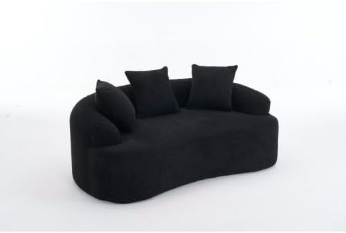 Curved Loveseat Sofa with Full Compression Sponge, Great for Small Spaces, Apartments (Black)