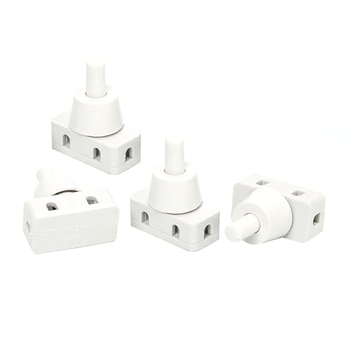 Leloco 4 interruttori a pressione da incasso, colore bianco, 250 V, 2 A, con contatti a vite, interruttore a pressione a 1 poli per lampade, elettrodomestici e installazione elettrica (filettatura M10