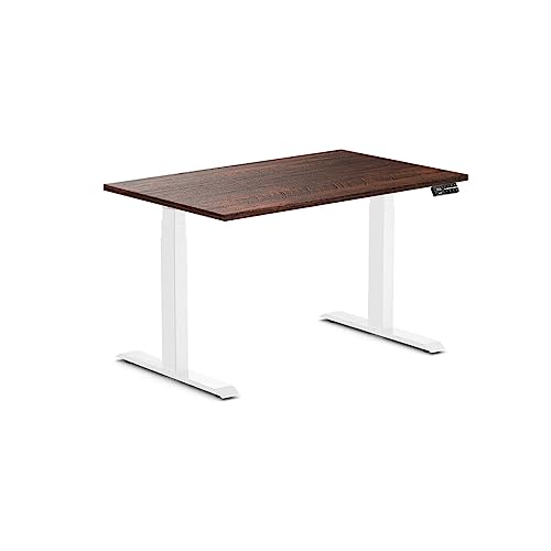Image of Desky Dual Softwood Sit Stand Desk American Rustic Pine 48 inch White