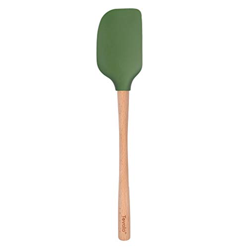 Tovolo Flex-Core Wood Handled Silicone Spatula Non-Stick Heat-Resistant BPA-Free Dishwasher-Safe With Removable Angled Head