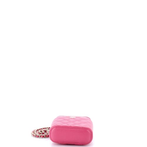Pre-Loved Vertical Classic Vanity Case with Chain Quilted Caviar Mini, Pink4