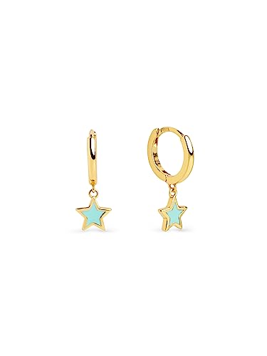 SINGULARU - Pendientes Aro Star Sky Enamel. Plata de Ley Acabado...