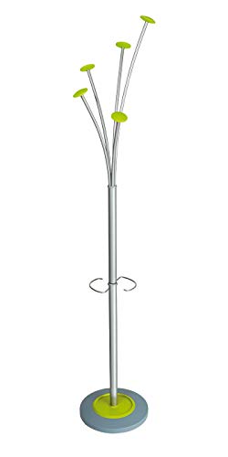 Alba - Porte Manteau - PMFESTY2 - 5 Patères - Portant à Vêtements - Porte Parapluie - Porte Accessoires - Base Stable Lestée - Montage facile - Blanc / Vert Anis