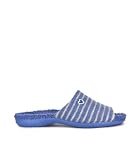 Genérico Cabrera Zapatillas de Casa Abiertas con Rayas, Tejido Rizo, Corazón Bordado, Suela (AZUL, ESTANDAR, Sistema tallas calzado EU, Adulto, Mujer, Números, mediano, 39)