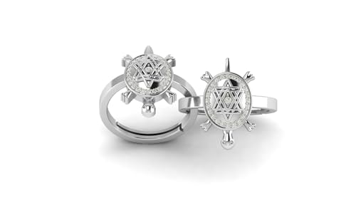 Image of LMDPRAJAPATIS Certified Natural Navratna Best Of Luck Gold & Silver Plated Tortoise Adjustable Ring for Men Or Women's