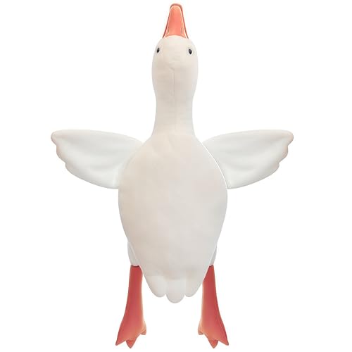 MyrkalaToy 70 cm Stuffed White Goose Hug a Lumps Animal Goose Plush Huge Cute Doll Toy with Long Neck Soft Fluffy Swan Sleeping Comforting Hugging Pillow for Bedroom Car and Gift Giving