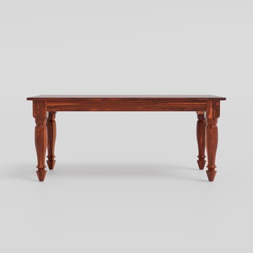 Image of Wooden Rectangle Center Coffee Table for Living Room | Sofa Centre Table for Home & Office | Solid Sheesham Wood Tea Table (Honey Finish)
