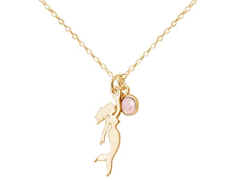 Preisvergleich Produktbild Gemshine Maritim Nautics Halskette Meerjungfrau Mermaid mit Rosenquarz 925 Silber, hochwertig vergoldet oder rose im Navy Stil - Fair Trade, Ethisch Made in Spain, Metall Farbe:Silber vergoldet