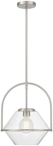 Minka-Lavery 11895-84 Coralyn 13.25" 1-Light Pendant - Brushed Nickel with Clear Glass