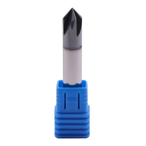 Image of 3 /8 inch 4 Flute 90 Double End Solid Carbide Chamfer End Mill - AlTiN Coated | 90 Chamfer Angle, V Groove Router, 3 /8 inch Shank 2-1 /2 inch OAL For Milling Wood, Alloy Steel, Carbon Steel, Cast Iron, Copper