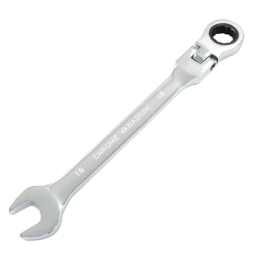 Hordion 18mm Ratcheting Combination Wrench, 12 Point 72-Tooth Flex Head Gear Wrench Box Ended Spanner Tool for Projects Repair