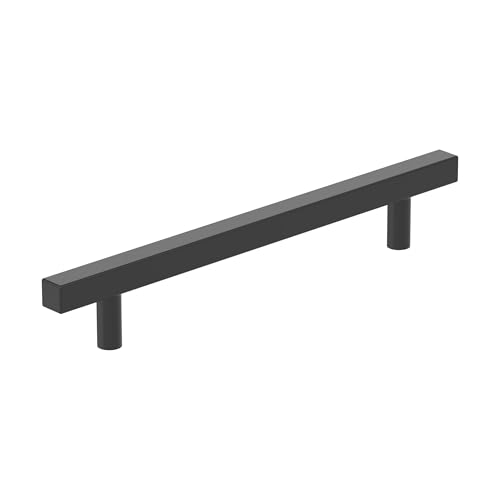 Image of Amerock 25 Pack 6-5 /16 inch Bar Pulls Square Matte Black Drawer Pull | 6-5 /16 inch (160mm) Center-to-Center Mounting Distance and 8-5 /8 inches Overall Length, Durable Zinc Cabinet Hardware