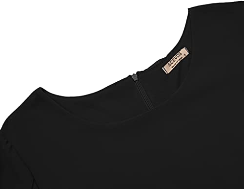 Acevog Womens Casual Round Neck Loose Top 3/4 Sleeve Chiffon Blouse Shirt Tops #TOP3