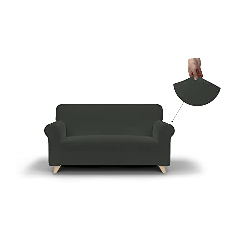 Più Bello bielastic Sofa cover Grey, 2 places, Polyester, Dark Grey, 2 Seats