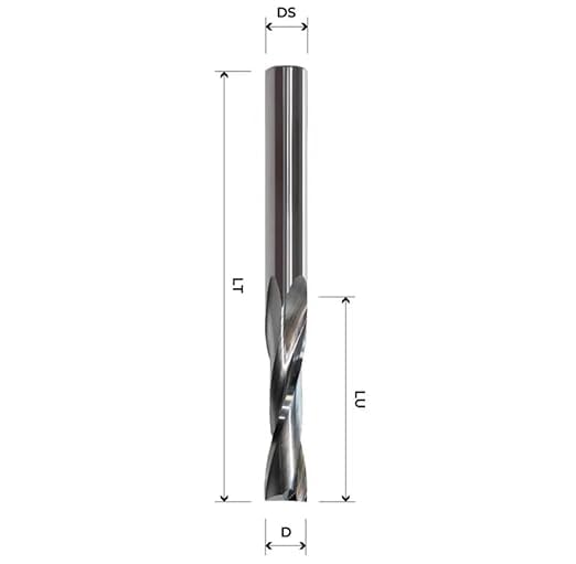 Fresa Elicoidale positiva Z2 HWM GodzillaBits Premium per scanalatura e rifilatura per elettrofresatrice e CNC - Made In Italy - Diametro 6 mm , Altezza di Taglio 22 mm , Attacco 6 mm (la più venduta)