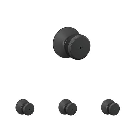 Image of SCHLAGE F40 BWE 622 Bowery Door Knob, Bed & Bath Privacy Lock, Matte Black (Pack of 4)
