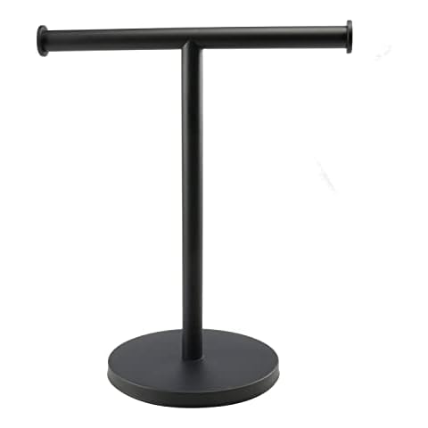 Winmien T-Shaped Standing Towel Holder , SUS304 Stainless Steel Towel Rack with Round Base, Suitable for Bathroom, Kitchen, Vanity Countertop.(Matte Black) Cover