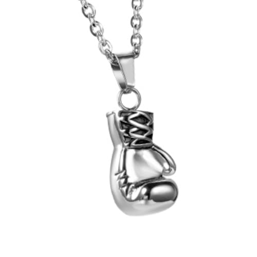 OIDEA Pendentif Collier Homme Femme Pendentif Fantaisie Gant de Boxe Pollissage Cool Rock Punk Biker Couleur Argent en Acier Inoxydable avec Sac Cadeau/Cadeau...