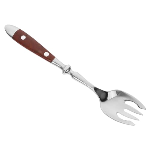 Holibanna Edelstahl Salatgabeln Mit Holzgriff Multifunktionsgabel Für Obst Dessert Und Salat Ergonomisches Design Für Zuhause Restaurant Und Buffet