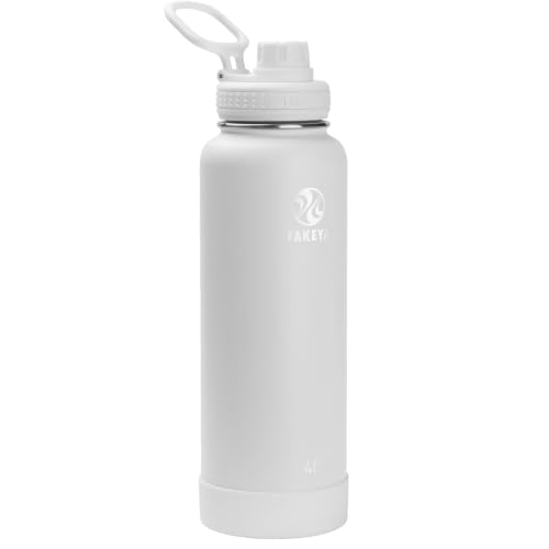 Image of Takeya Actives Stainless Steel Water Bottle, Insulated Spout Lid, Keeps Drinks Cold 24 Hrs, Leakproof, Durable, Dishwasher Safe, Ideal for Gym, Travel, Fits Most Cup Holders, 40 oz /Arctic